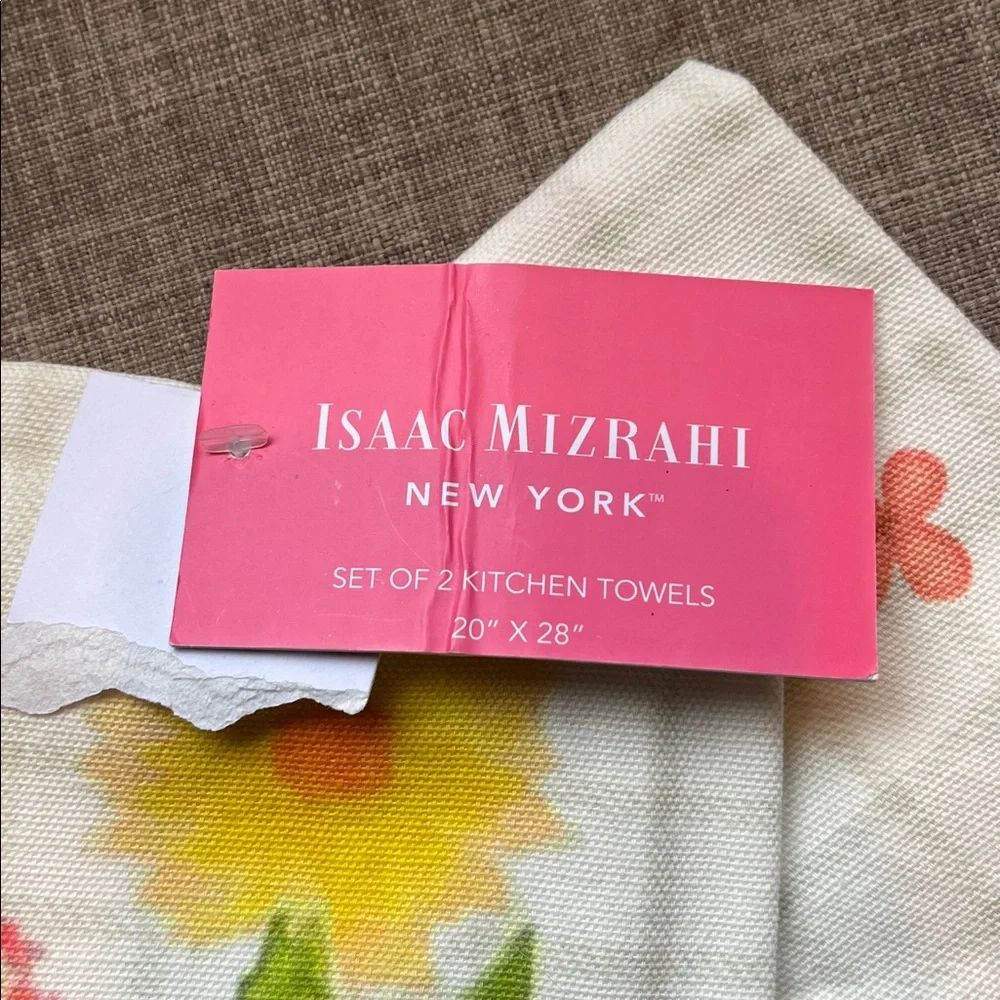 Isaac Mizrahi Bunny Rabbit Kitchen Tea Towels Set of 2 Spring NWT